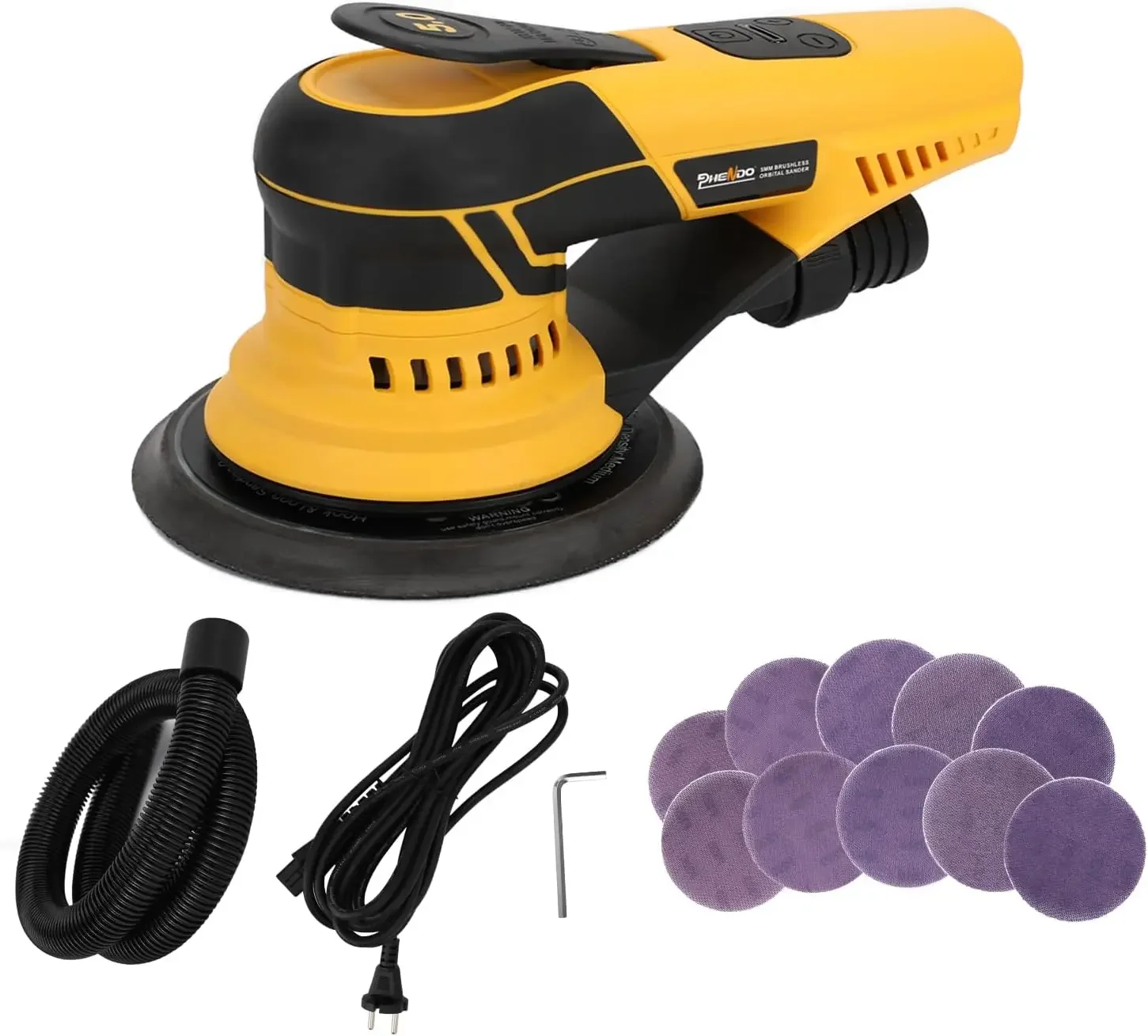 

350W 3A Electric Random Orbital Sander with Pluggable Wire, Central Vacuum, Sanders for Woodworking, Primary Wood and Panel Proc