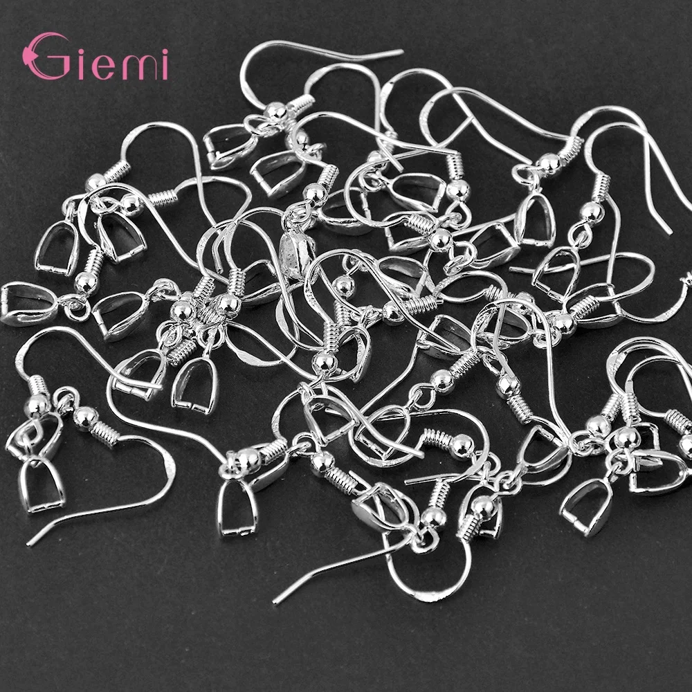 50PCS Fine Jewelry Making Components Accessories Earwires 925 Sterling Silver Earrings DIY Pinch Bail Bale Clasps