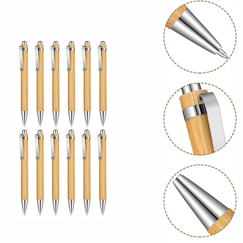 Bamboo Retractable Ballpoint Pen Black Ink 1 Mm Office Products Pens Bamboo Ballpoint Pen Wood Ballpoint Pens