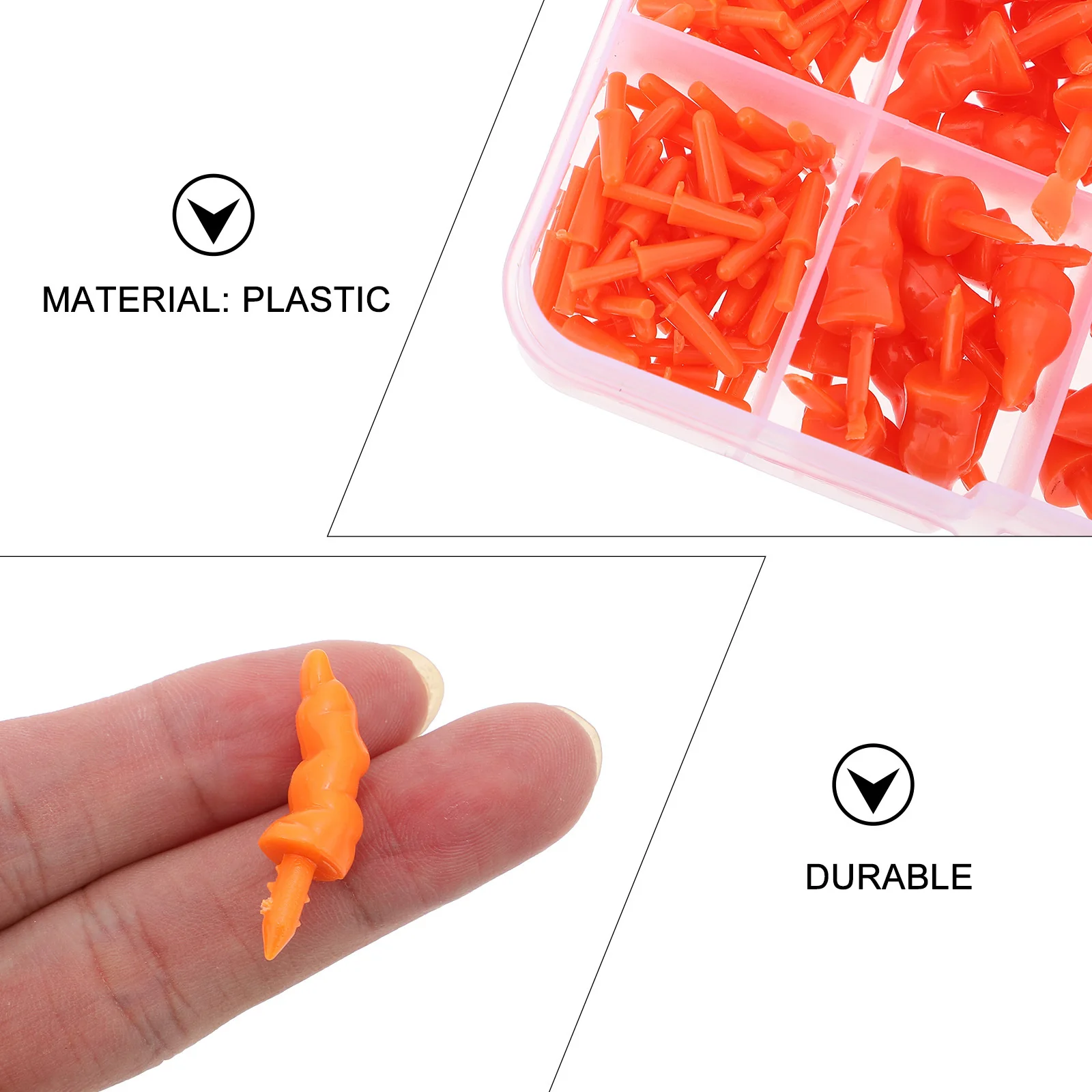 

160pcs Snowman Nose Diy Material Box Plastic Miniature Ornaments For Winter Snowman Craft Projects Christmas Decor Kids