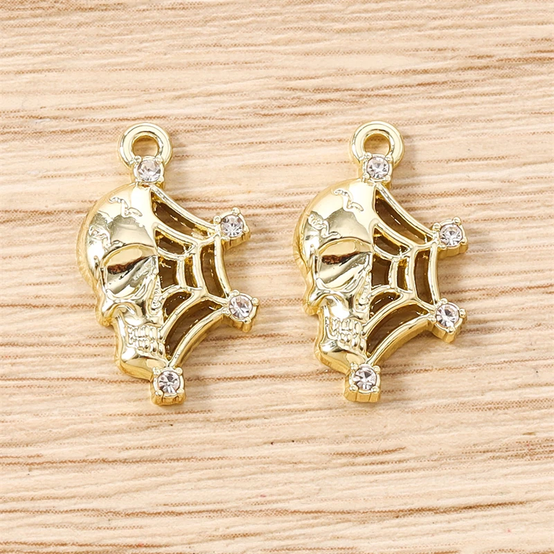 5 Stück 11x19mm Punk-Metall-Skelett-Spinnennetz-Anhänger für die Herstellung von Halsketten, Ohrringen, Armbändern, DIY-Bastelarbeiten und Schmuckzubehör – Detail 6