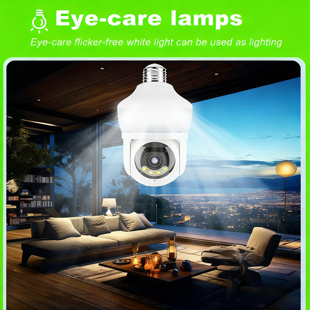 5MP Tuya كاميرا الأمن الذكية ضوء لمبة واي فاي كاميرا مراقبة PTZ اللون للرؤية الليلية 2.4 جيجا هرتز واي فاي لأمن المنزل في الهواء الطلق