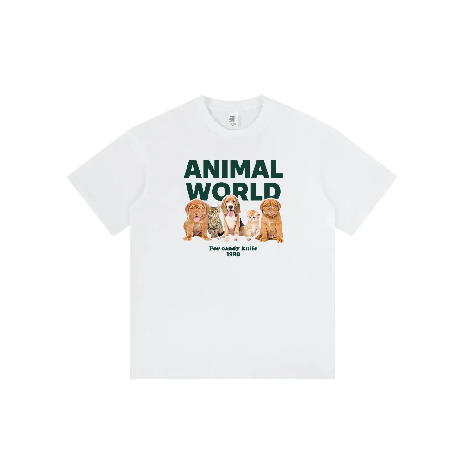 

Футболка À Manches Courtes Pour Femme Chat Comique Rétro Américain Pur Coton Street Style Doux Et Cool Impression Pour Hommes Et