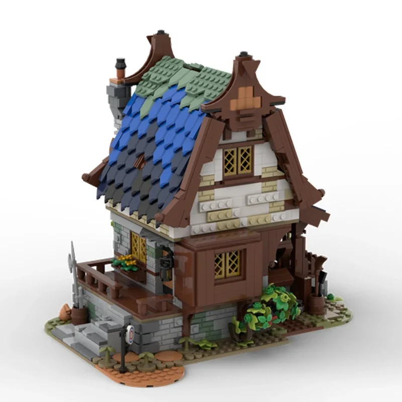 Symoc – mermell d'eau médiévale MOC City, brique de construction de rue, vue d'architecture, bloc de modèle, stand d'achat, ensemble de briques de maison traditionnelle