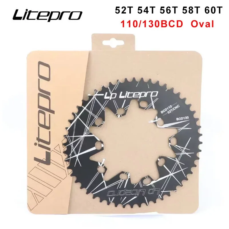 

Litepro 110BCD 130BCD Oval Chainring 110/130MM 52/54/56/58/60T for Brompton Folding Bike Crankset Road Bicycle Chainwheel