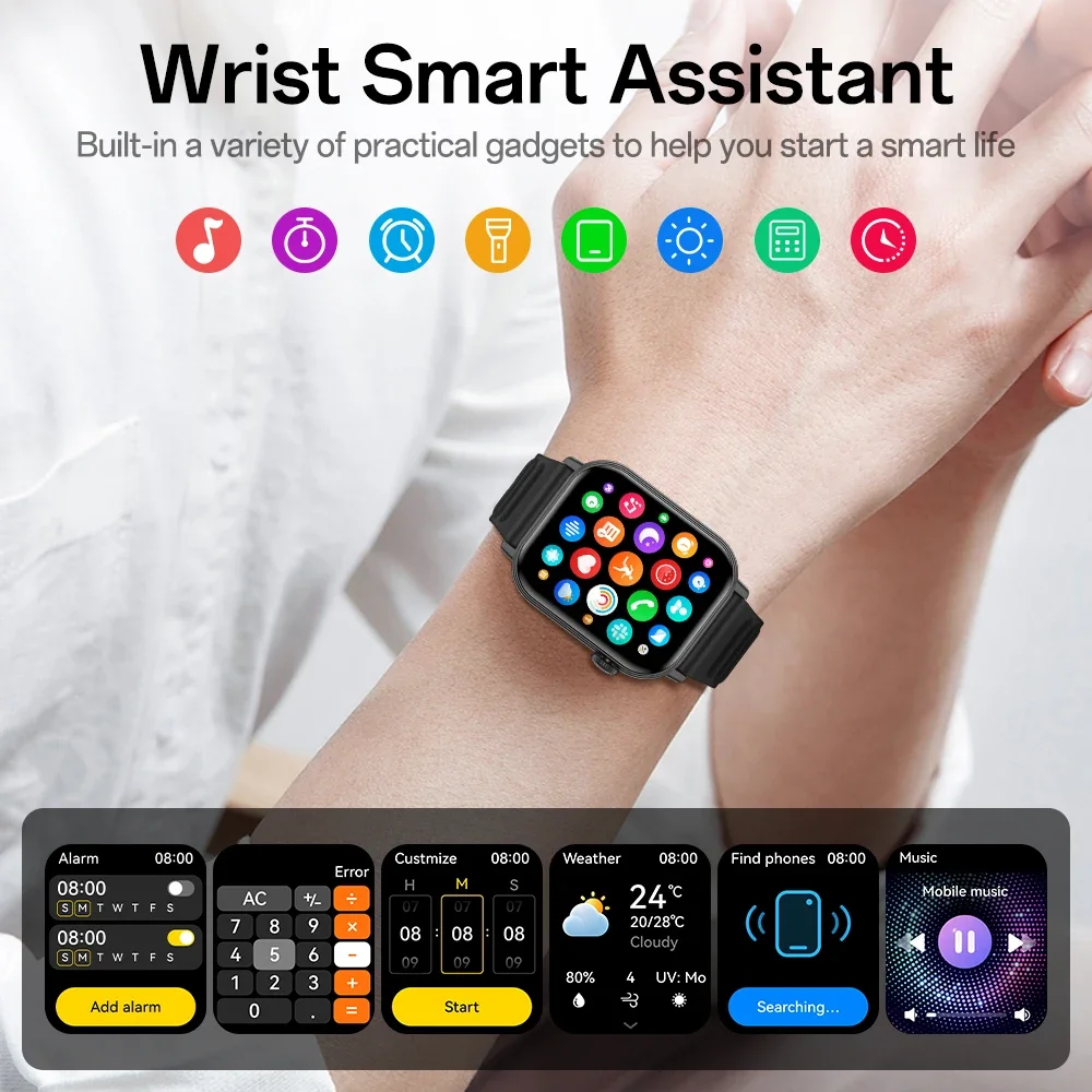 Metro2 1.83'' TFT Smart Watch Couple Watches IP68 Waterproof Sports Smart Watch Heart Rate Monitor Home Health Monitoring Device