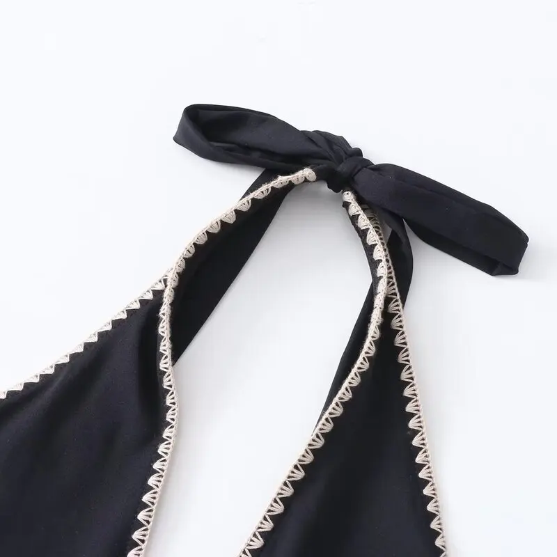Nuovo 2024 Costume intero da donna Neline Cuciture decorative Estate Faionable Versatile a vita media Pantaloni ortodontici Poliestere