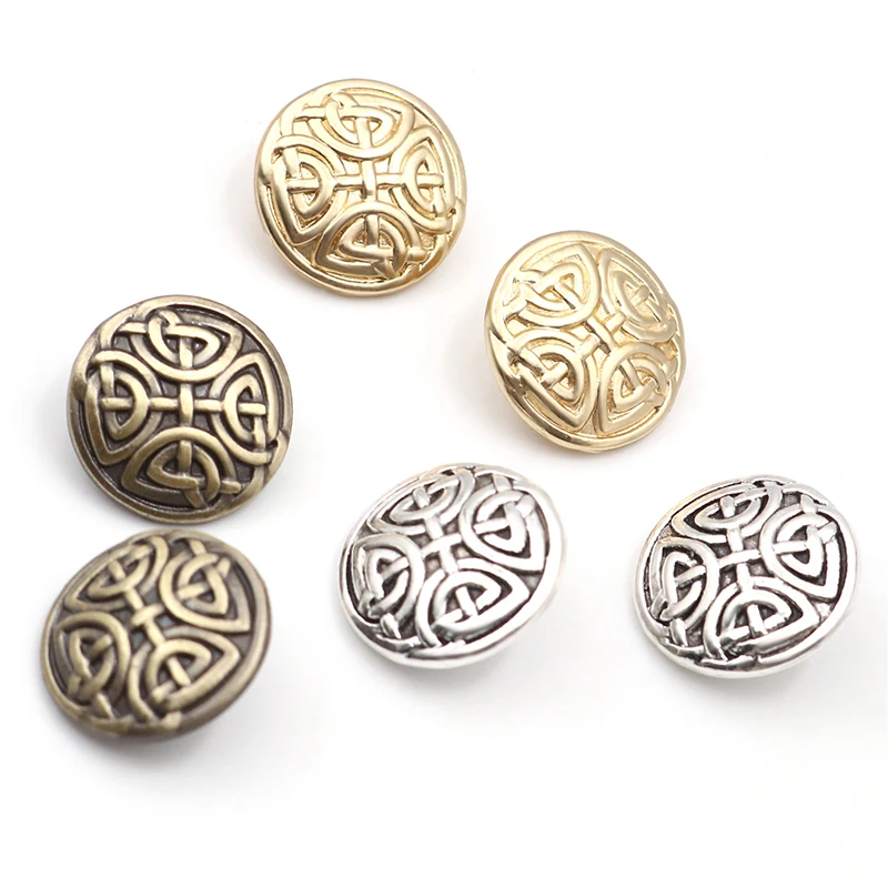 

5-30pcs Vintage Metal Sewing Shank Buttons Round Knot Carved Buttons for Coat Cardigan Sweater Sewing Needlework Accessories