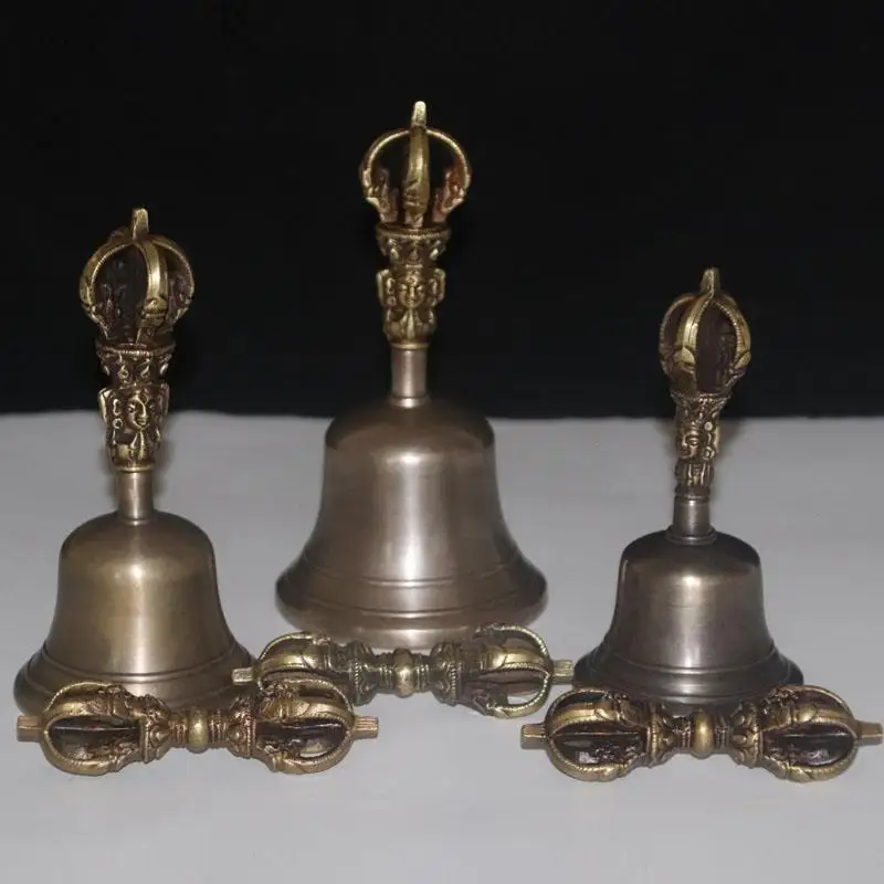 Tibet Tibetan Nepal five-strand vajra bell and pestle Statue Ornament Home Office Cabinet Deco Desktop Decor Figurines