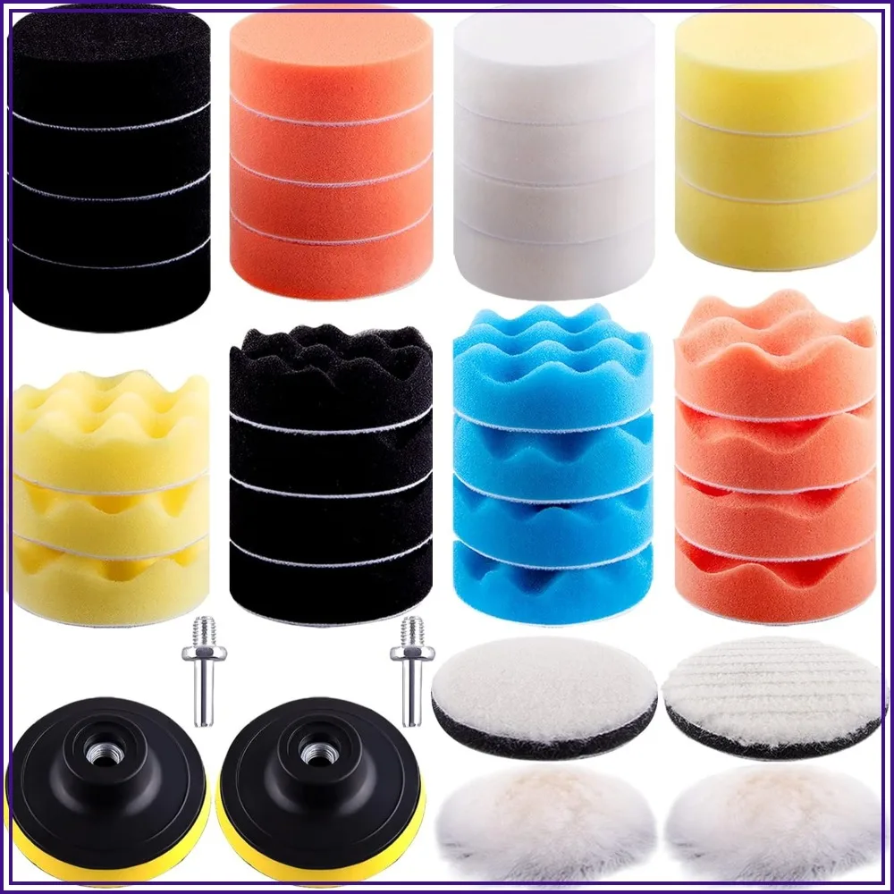 

38 Pieces Car Polishing Pad Kit 3 Inch Buffing Pads Foam Polish Pads Polisher Attachment for Drill