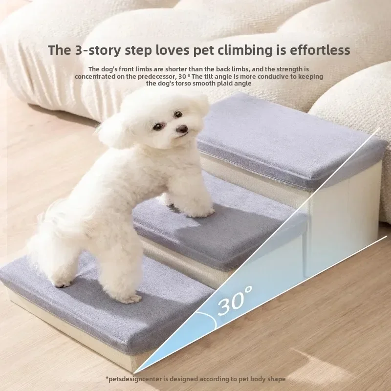 Anti Slip Foldable Pet Stairs Washable Bedding Steps for Small Elderly Dogs Sofa Climbing Ramp Convenient Pet Steps