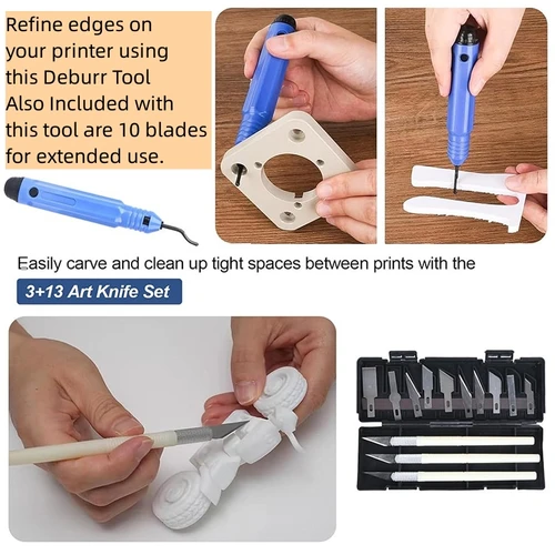 Imagen 2 del producto 38 Piezas Kit de Herramientas de Rectificado para Modelo 3D Desbarbado Cuchillo de Grabado Kit de Herramientas de Tallado DIY Lima Cortador Raspador Herramienta de Recorte Kit de Herramientas de Impresión 3D