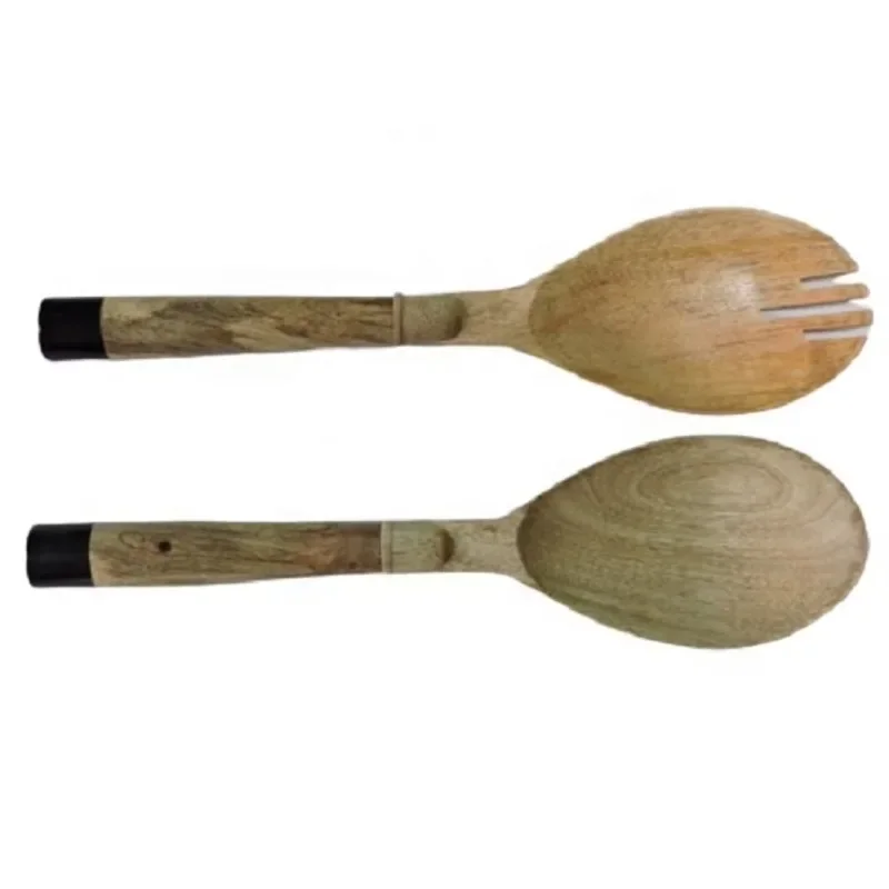 

Eco-Friendly Food Safe Natural Wooden Salad Tools with Resin Joints Handle Cutlery Cutlery Salad Serving Kit Salad