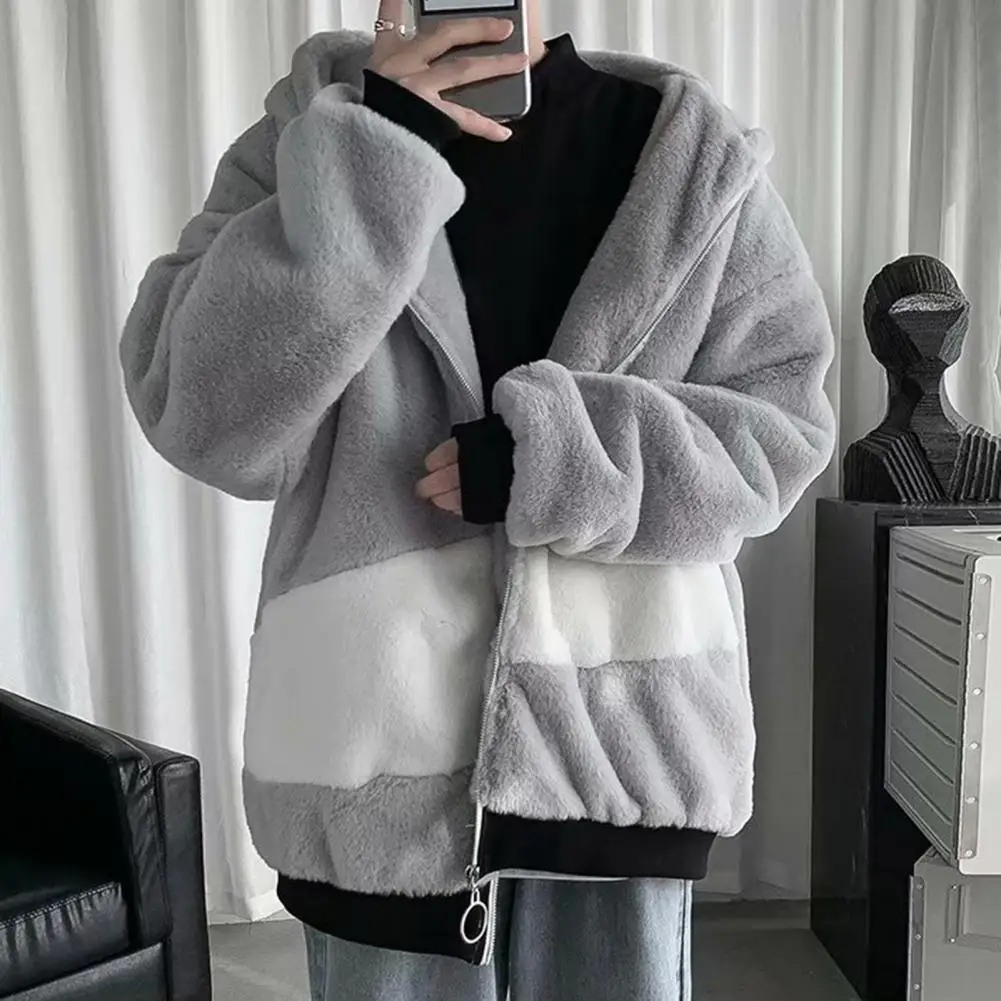 

Popular Baggy Sweatshirt Coat Autumn Winter Men Sweatshirt Loose Fluffy Hooded Jacket Sweatshirt Coat Coldproof