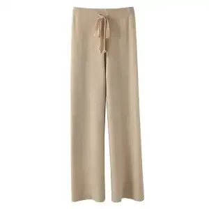 Soft Confucian Knitted Pants Women in Autumn Winter Wear Draped Knitted Wide-leg Pants White Floor Pants Straight Cloud Pants