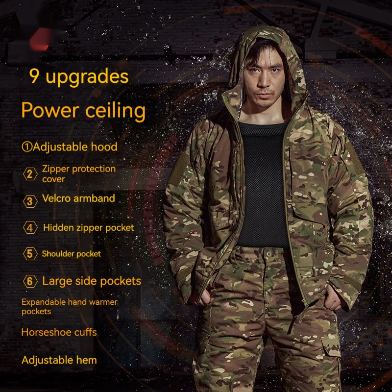 

Mens Heat Reflection Camouflage Jacket Outdoor Tactical Cotton Cold Protection Warm Wear Resistant Padded Winter Coat