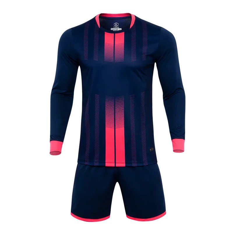 2024 Long Sleeves Soccer Jersey Set Autumn Winter New Sportswear Youth Kids Team Play Wear Training Tracksuit Men 2 Piece Set image 3