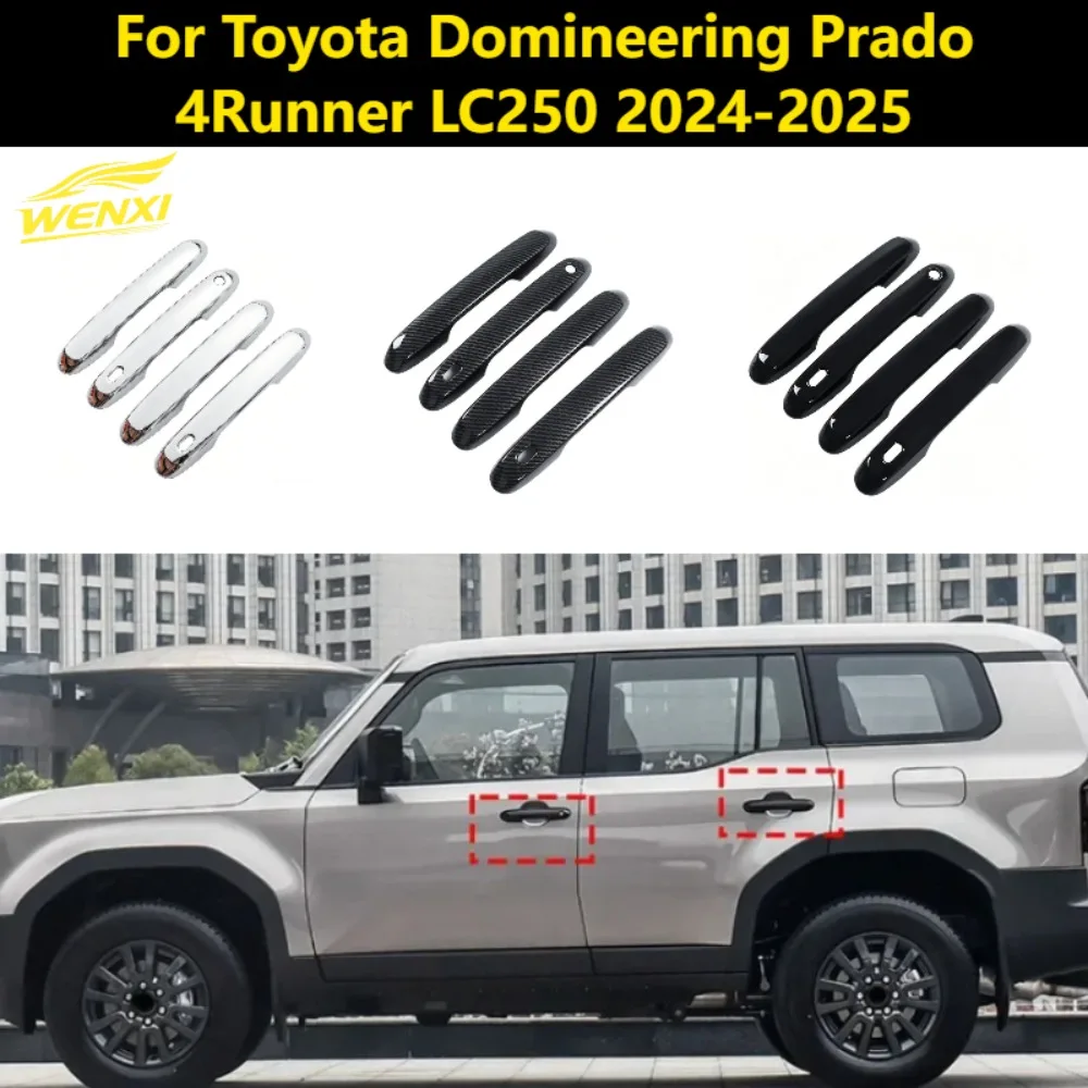 Autocollant de couverture de poignée extérieure de voiture, pour Toyota Domineering Prado 4Runner LC250 ABS, accessoires extérieurs de voiture noirs, 4 pièces