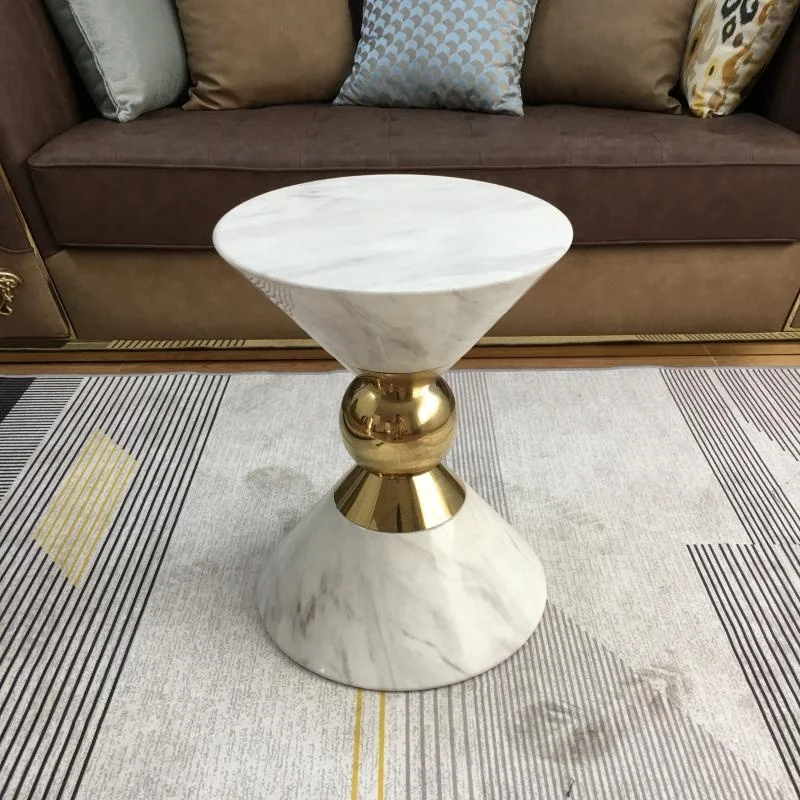 Luxury Stainless Steel Sofa Round Corner Table Golden Coffee Table Sofa Side Negotiation Table