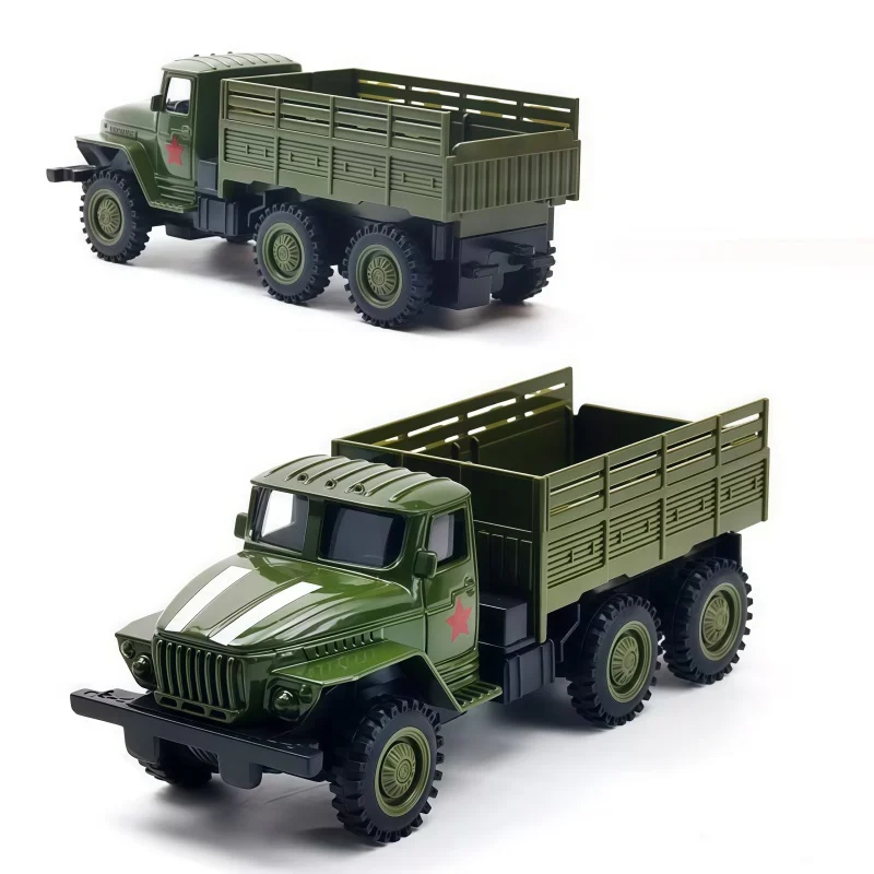 Set de modelos de vehículos de transporte de aleación, camión todoterreno con mecanismo de retroceso y adorno deslizante.