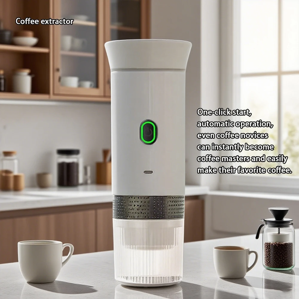 

3-in-1 Car Capsule Powder Portable Coffee Maker Home Camping Coffee Maker Wireless Electric Portable Extractor, Italian Espresso