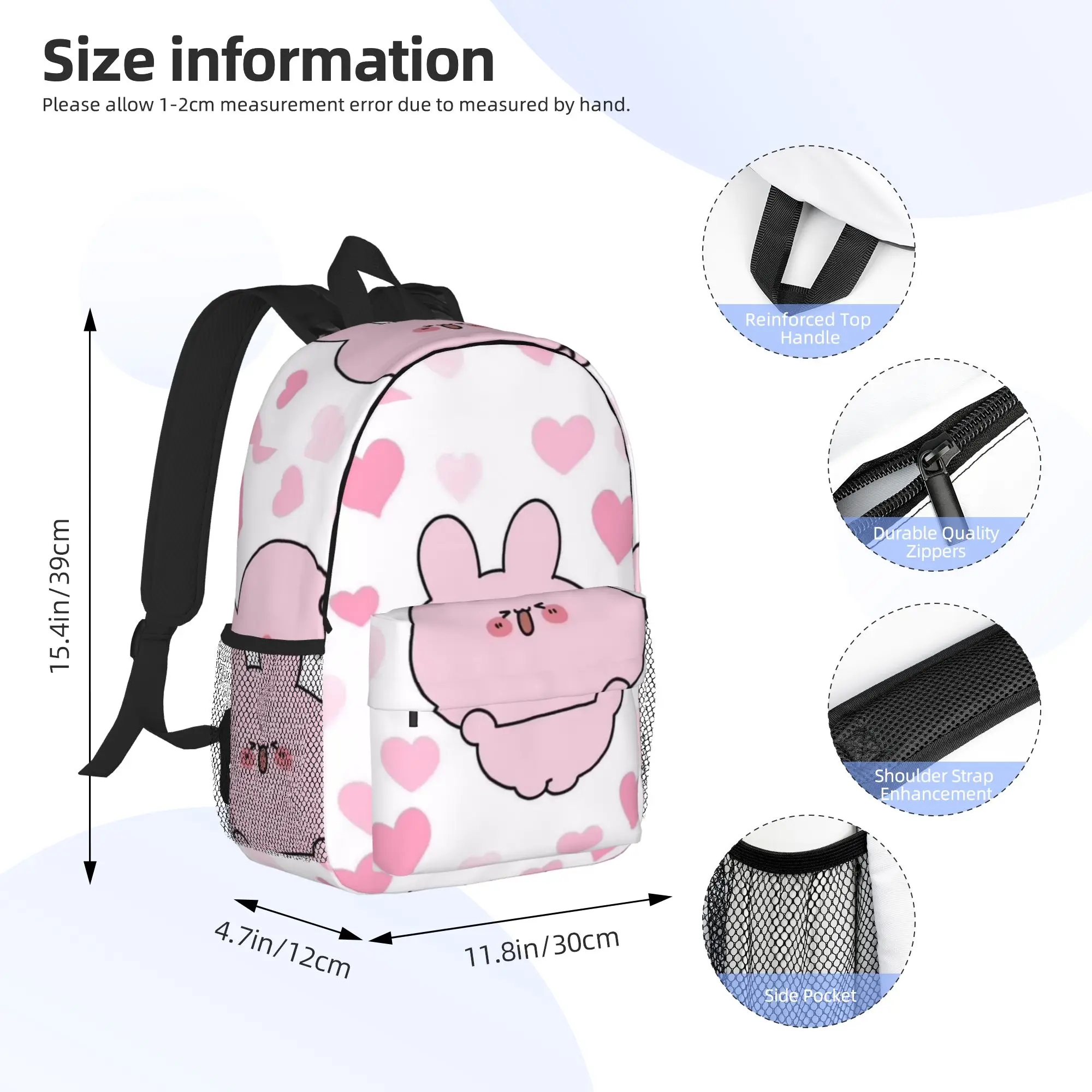Fun Asamimichaan Cute Asamimi Backpack Hot Sale Daypack Large Capacity Boys Girls BookBag Shoulder Bags for Men Women School Bag