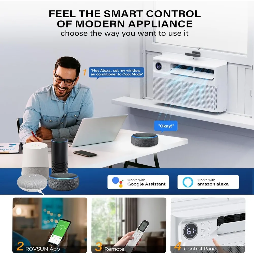 Ar Condicionado de Janela com Wi-Fi, Design Ultra Silencioso, Kit de Fácil Instalação, 10000 BTU, 115V, 60Hz