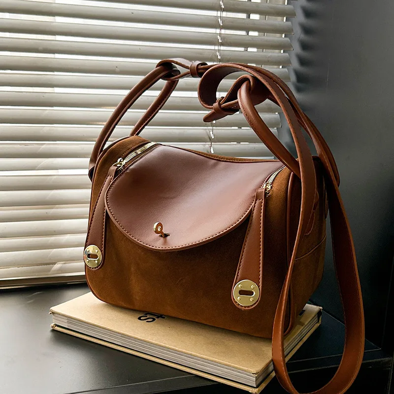 

Solid Color Tote Bag Vintage Top Handle Purse for Women Fashion Shoulder Bag Elegant Commuter Crossbody Chic Day-to-Night Bag