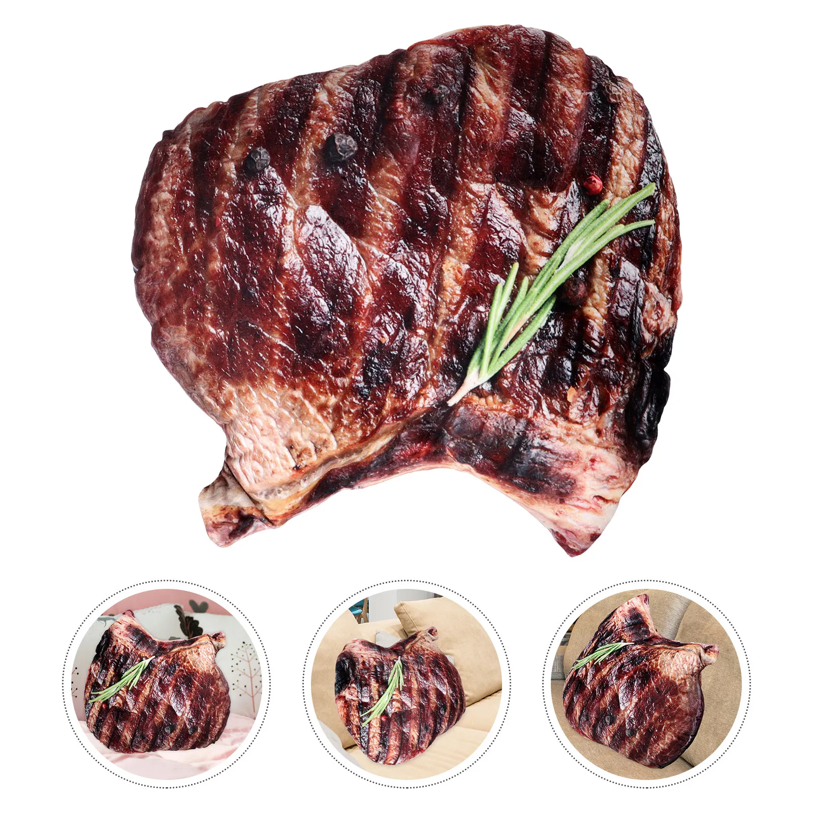 

Realistic Steak Pillow Soft Hugging Cushion for Sofa Bed Decor Cute Food Themed Home Living Room Accent Simulation Steak