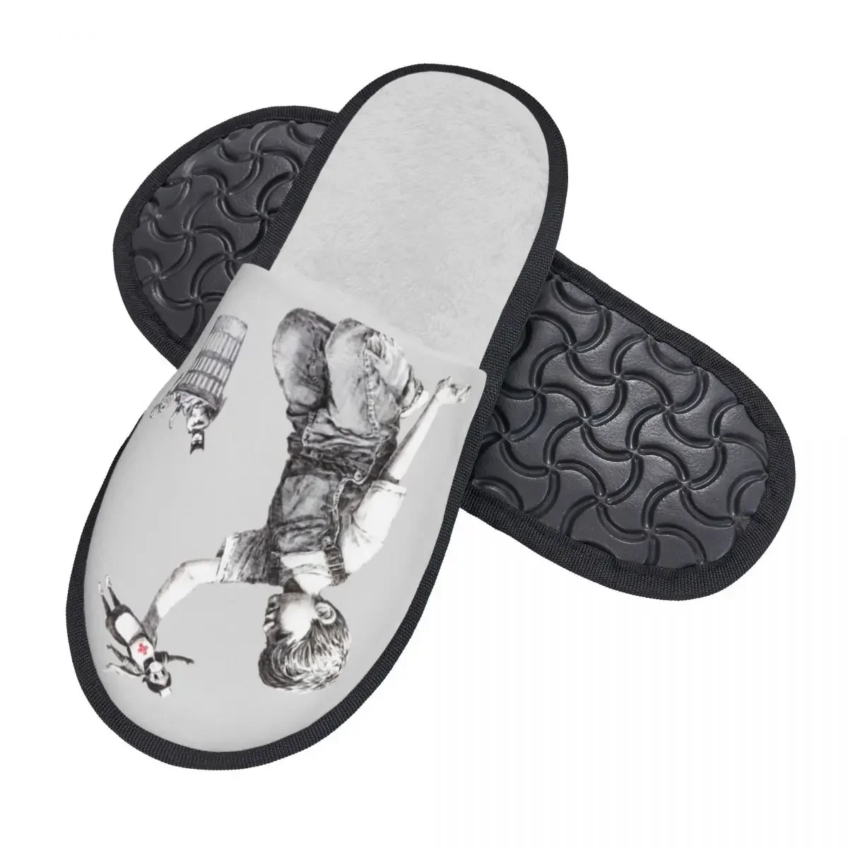 Game Changer Guest Slippers for Hotel Women Custom Print Banksy Street Graffiti Pop Art House Slipper