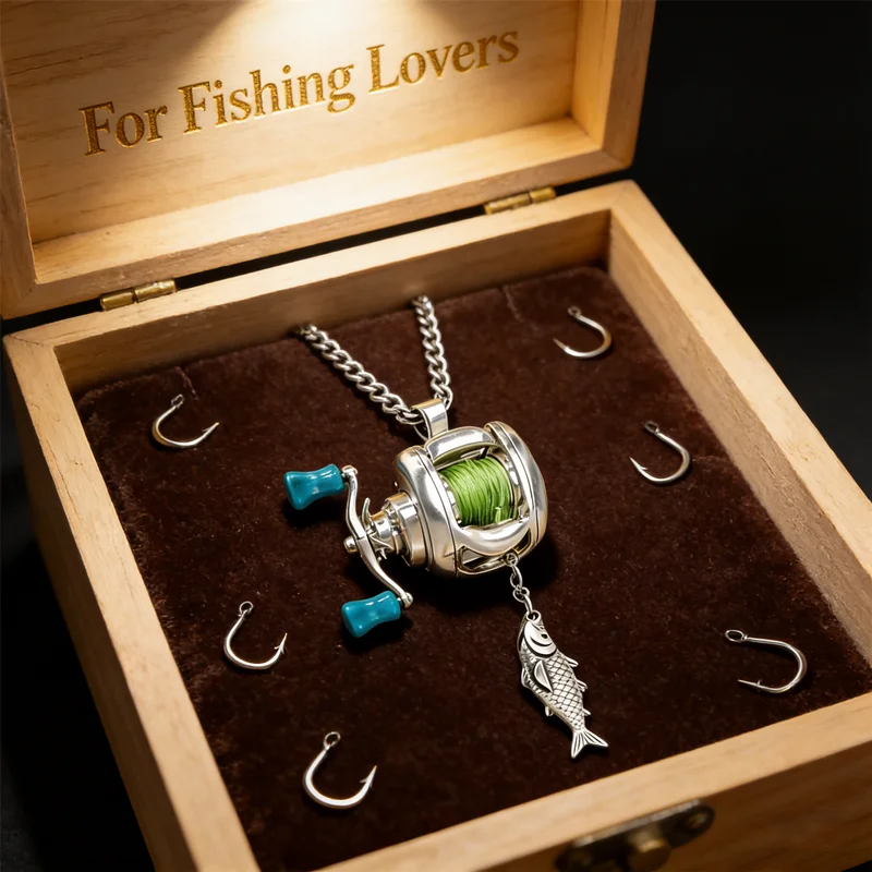 Chaveiro com Manivela Rotacional para Pescadores, Mini Carretilha de Pesca como Pingente de Colar, Decoração para Mochila