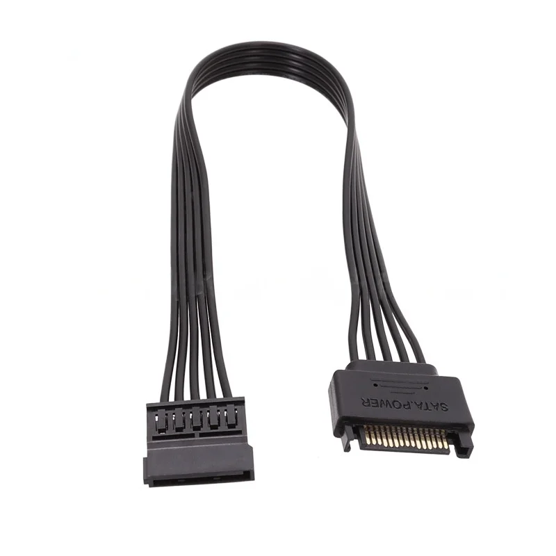 

SSD Power Cable SATA 15 PIN Male to 15 Pin Female Extend Wire 18AWG Copper Tinned Flat Line HDD Power Supply Extension Cord