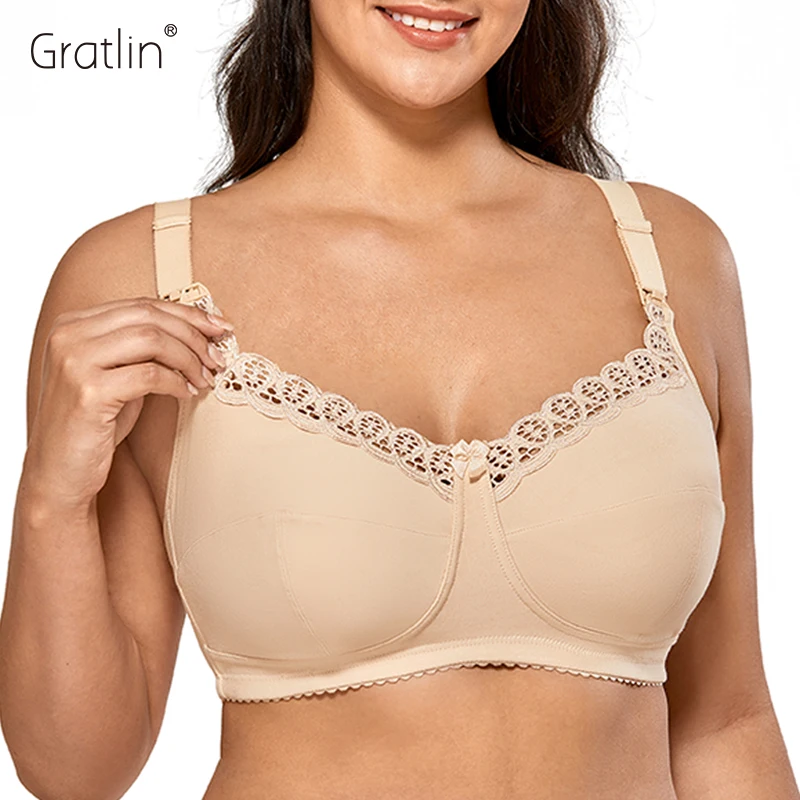 Frauen Stillen Still-Bh Plus Größe Baumwolle Wirefree Soft Mutterschaft Bh mit Spitze