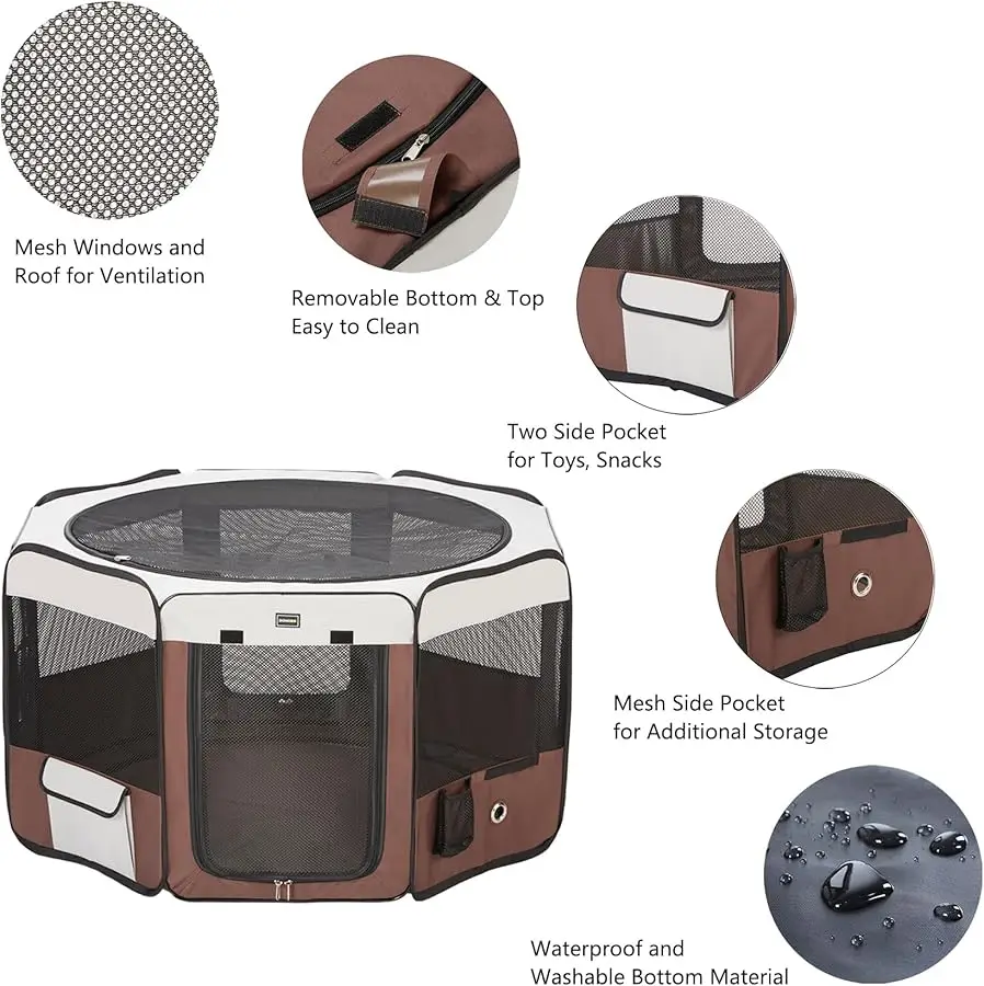 

Dog Playpen 46" Portable Pet Play Pens for Small Medium Dogs, Foldable Exercise Kennel Tent Crate Indoor/Outdoor Tra el Camping,