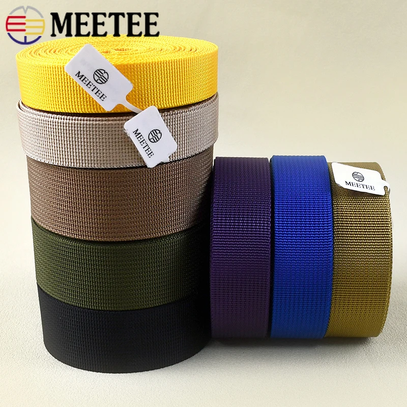 Meetee-Fita de Nylon Webbing para Bag Strap, Mochila Band, Cinto de segurança, Fita de bagagem, Acessórios de costura DIY, 20mm, 25mm, 32mm, 38mm, 50mm, 5m