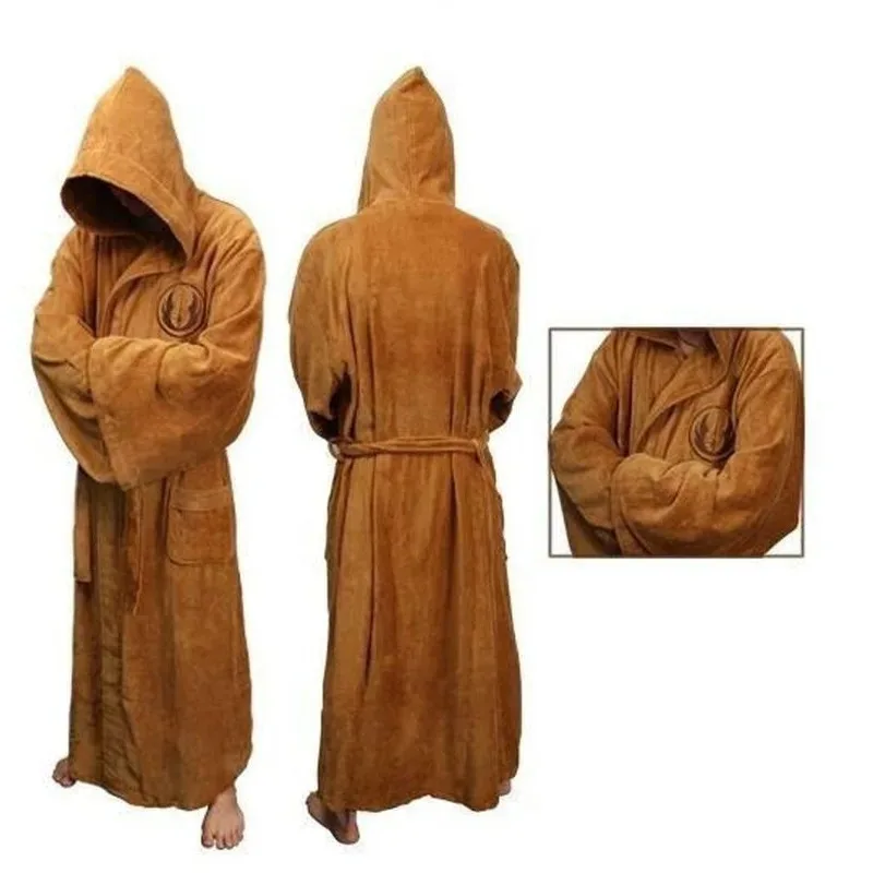 Bata de franela para hombre con capucha, bata gruesa de estrella, Caballero Jedi, disfraz de Cosplay para hombre, pijamas, albornoz para amantes del invierno