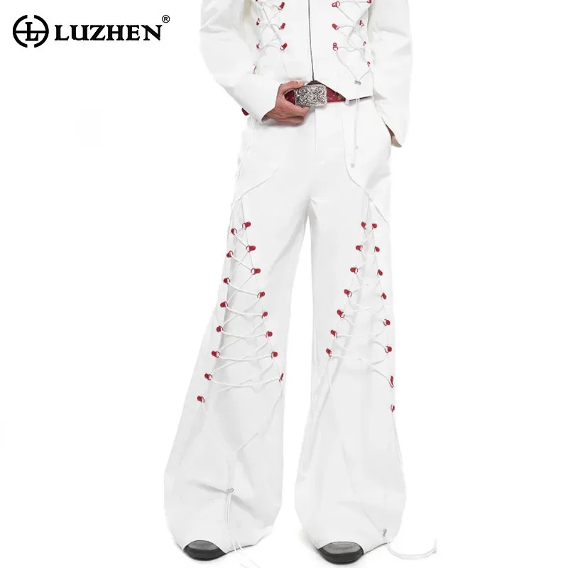 

LUZHEN 2025 новые оригинальные персонализированные широкие брюки перекрестного плетения, мужская уличная одежда, модные красивые роскошные повседневные брюки JY5357
