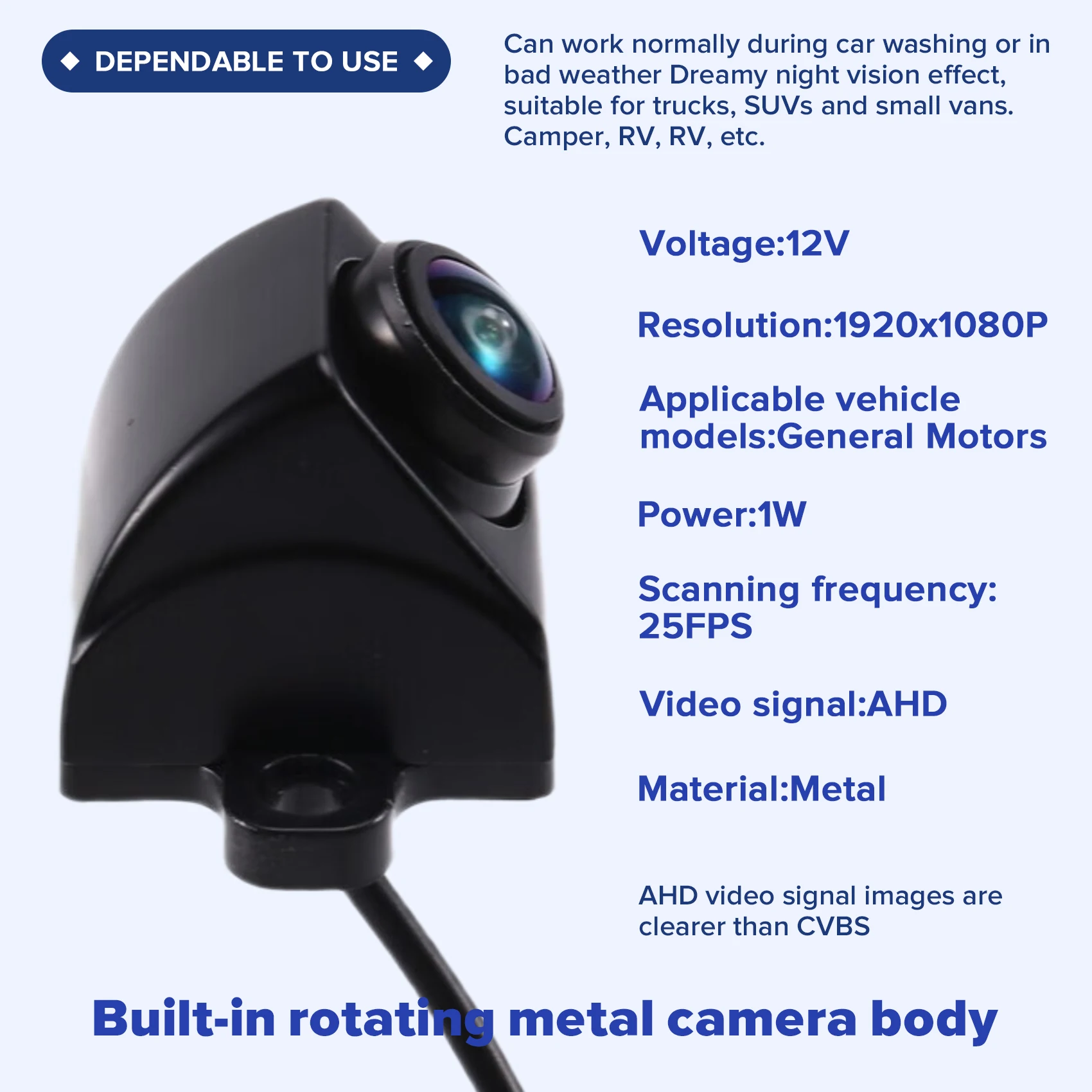 

A73X-AHD CVBS 1080P Автомобильная камера заднего вида, передняя/боковая камера, водонепроницаемая, с ночным видением, с линиями парковки