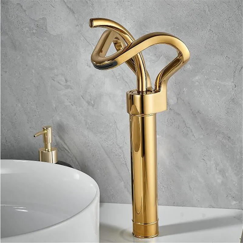 

Gray Bathroom Faucet Black Basin Faucet Brass Creative Gold Bathrooom Sink Mixer Tap Hot & Cold Waterfall Basin Faucet
