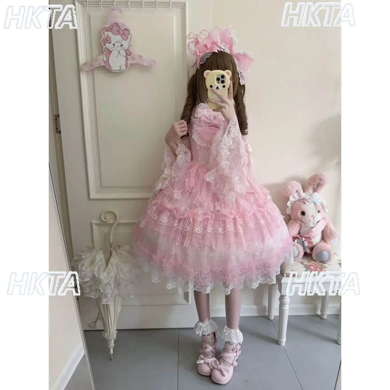 日本製大量生産ロリータサスペンダードレス JSK スイートハイウエストレースステッチボウ誕生日プリンセスロリータロドレス女性用