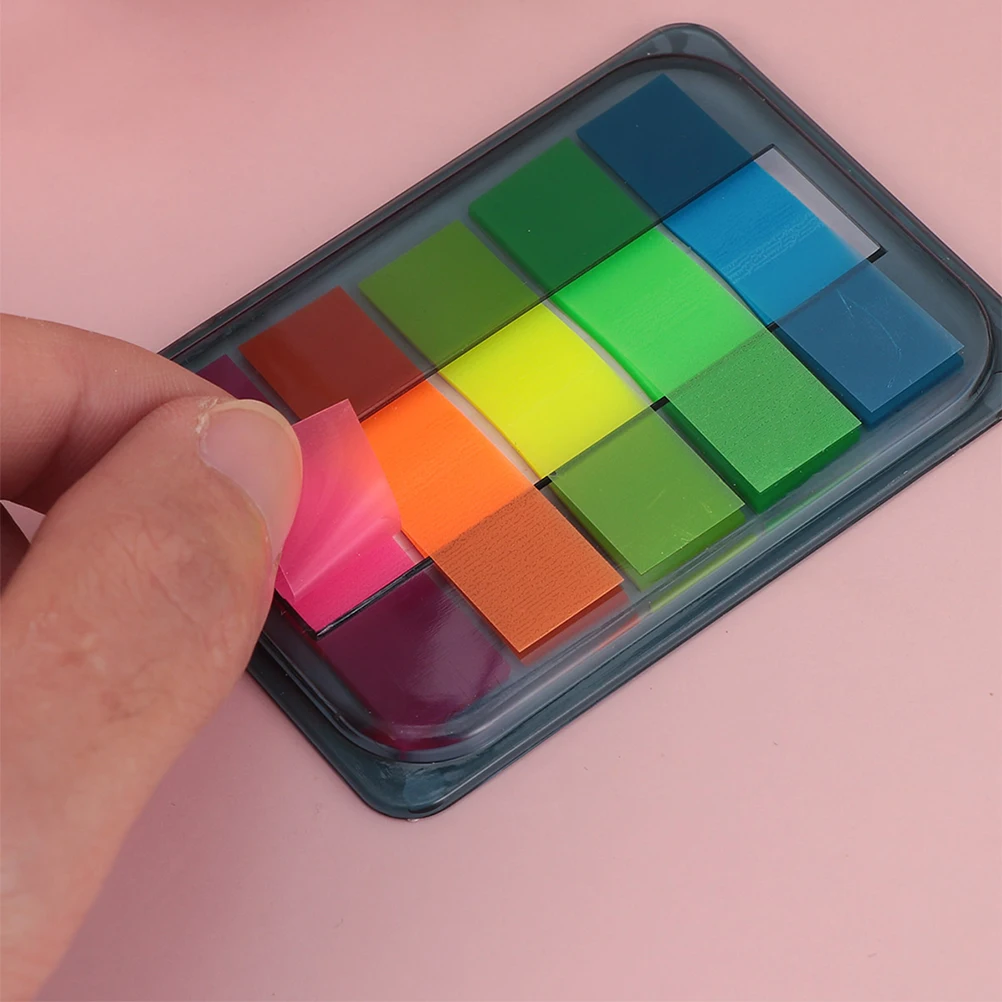 

Fluorescent Transparent 6 Boxes Colors Highlighter Strips Page Markers Portable Reading Sentence Markers