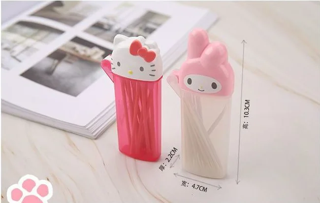 Melody Cotton Swab Storage Box Cute Sanrio Anime Character Toothpick Cosmetic Storage Box HelloedKittys Cinnamoroll Girls Gift