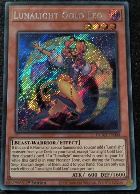 Yugioh KONAMI Duel Monsters DUAD-EN005 Lunalight Gold Leo Secret Rare Asian English Collection Mint Card