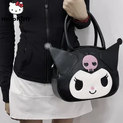 Sanrio Kuromi New PU Leather Small Handbags Women Japanese Style Cute Messenger Crossbody Bags Y2k Female Cartoon Fashion Totes