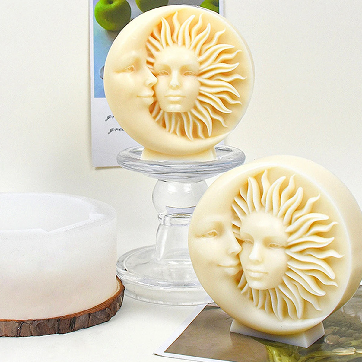 Classical Sun Face Candle Silicone Mold DIY Moon Goddess Resin Mould Aromatherapy Soap Handmade Gift Home Decor Easy Demoulding