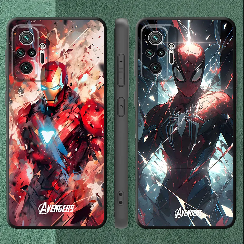 Cover Black Soft Phone Case for Xiaomi Redmi Note 8T 11 Pro 13 Pro 11S 9S 9T 12 9 8 7 10S 12S 10 Marvel Anime Heroes Cool Funda