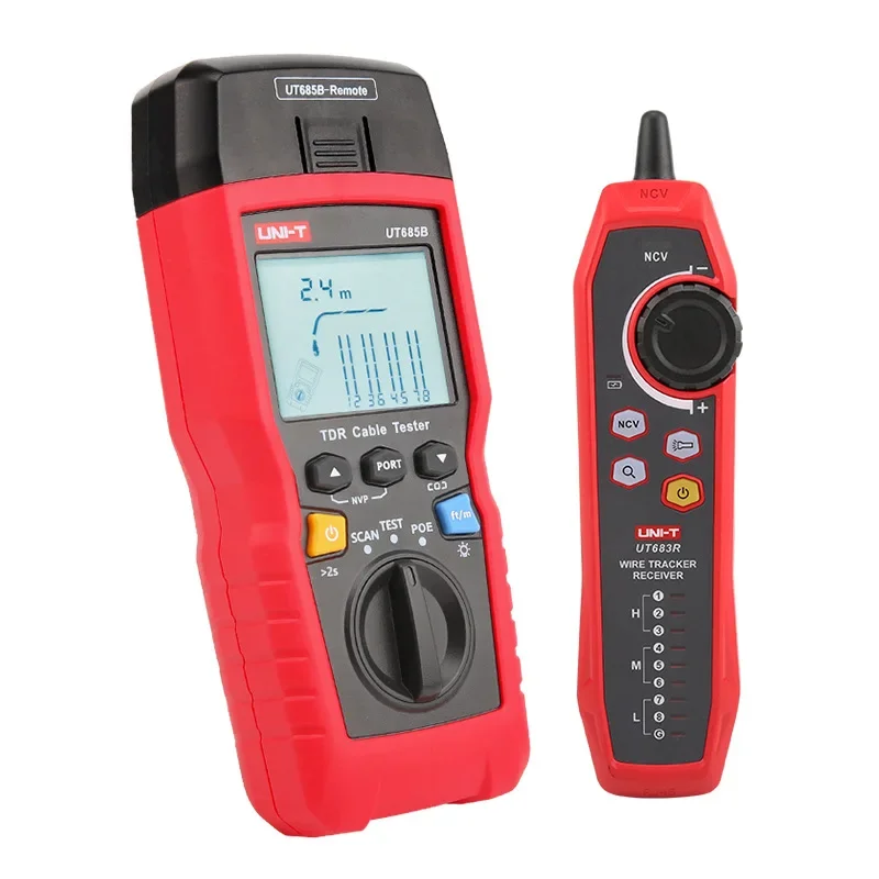 UT685B Kit TDR Kabel Tester Pasangan Koaksial POE Kabel Jaringan Panjang Urutan Detektor RJ11 RJ45 Adaptor Steker Meteran Digital
