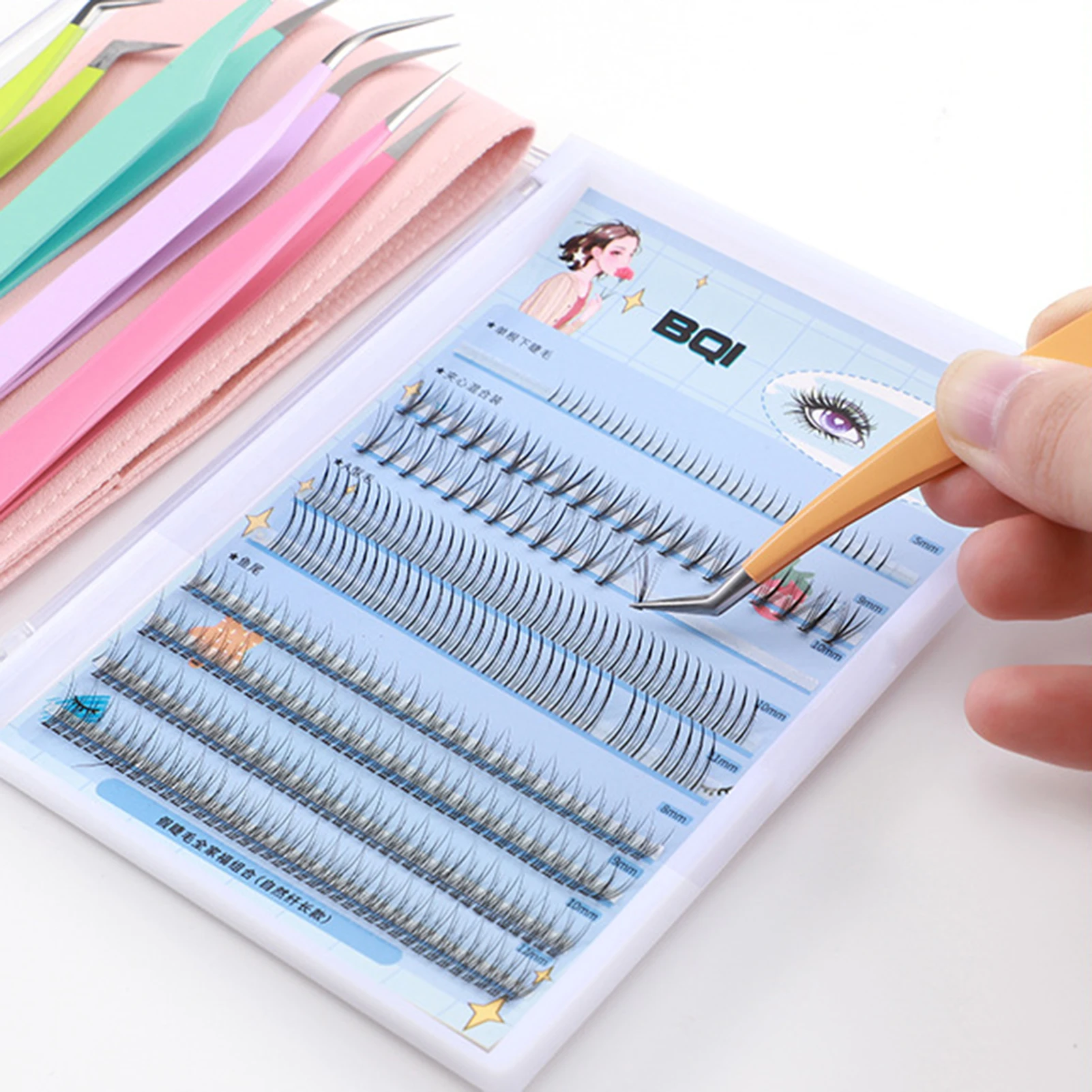 Pinzas multifuncionales, pinzas para pestañas de acero inoxidable, parches para injerto de pestañas postizas, ayuda para pestañas postizas, pinzas portátiles