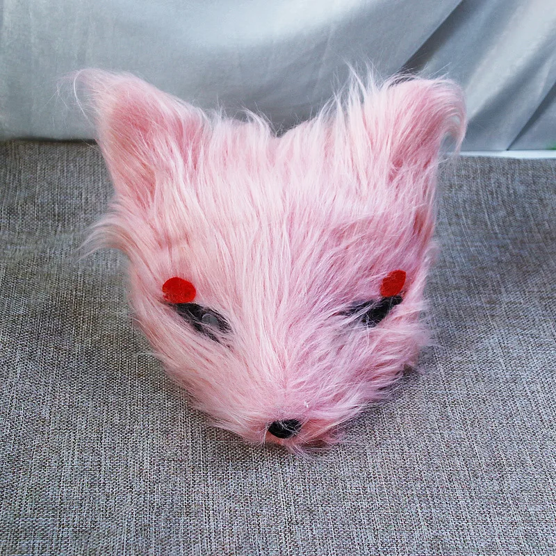 Máscara de zorro de peluche pintada a mano con personalidad de zorro de nieve, mascota bonita, juego de rol