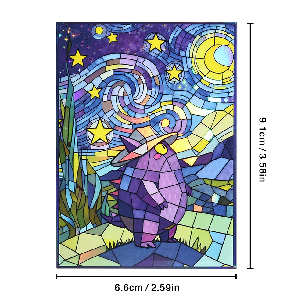 60 Stück 66x91mm Holographische Glas-Effekt Laser-Kartenhüllen Glänzende Spielkarten-Schutzhüllen für PKM/PTCG/TCG Spielkarten – Detail 9